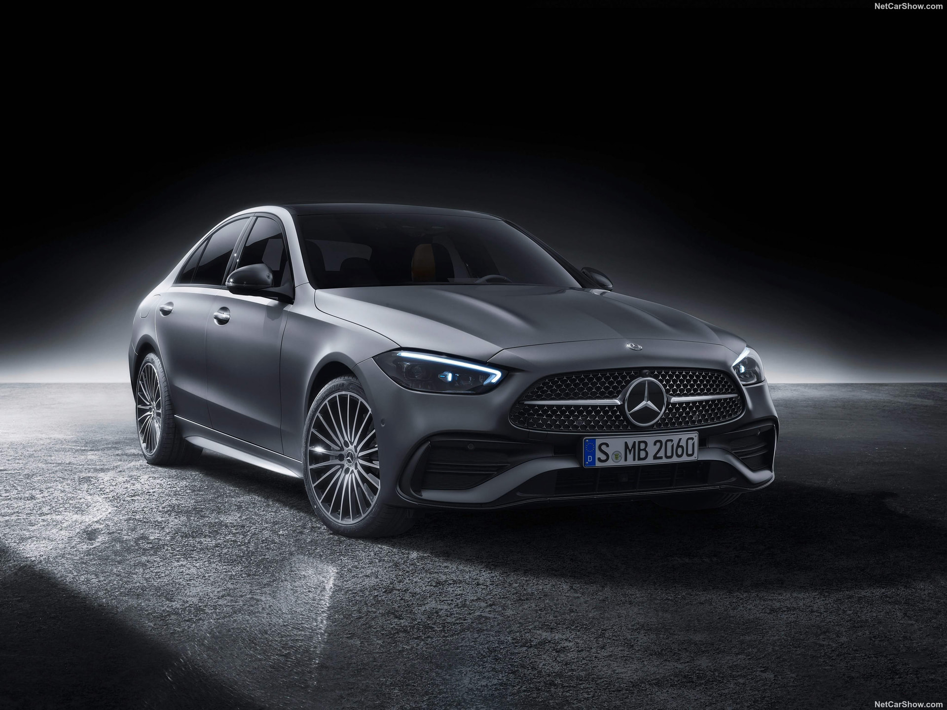 Gray Mercedes-Benz C-Class studio press photo